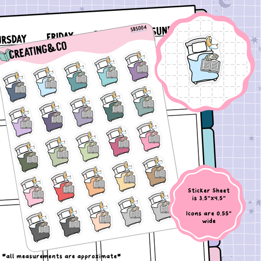 Reading in Bed / Late Night Reader Icon Functional Stickers - SBS004