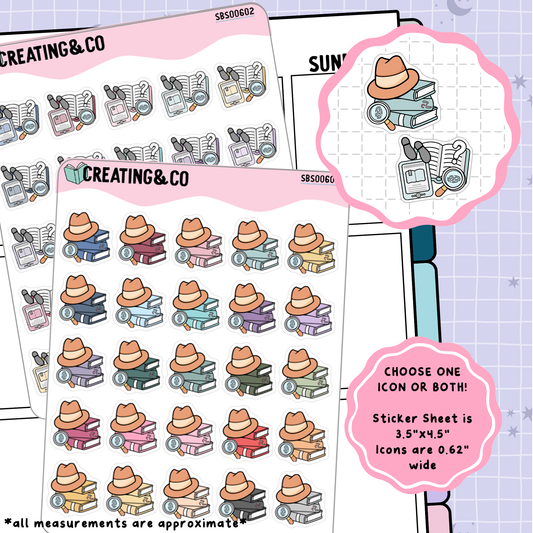Mystery Fiction Book Icon Functional Stickers - SBS006
