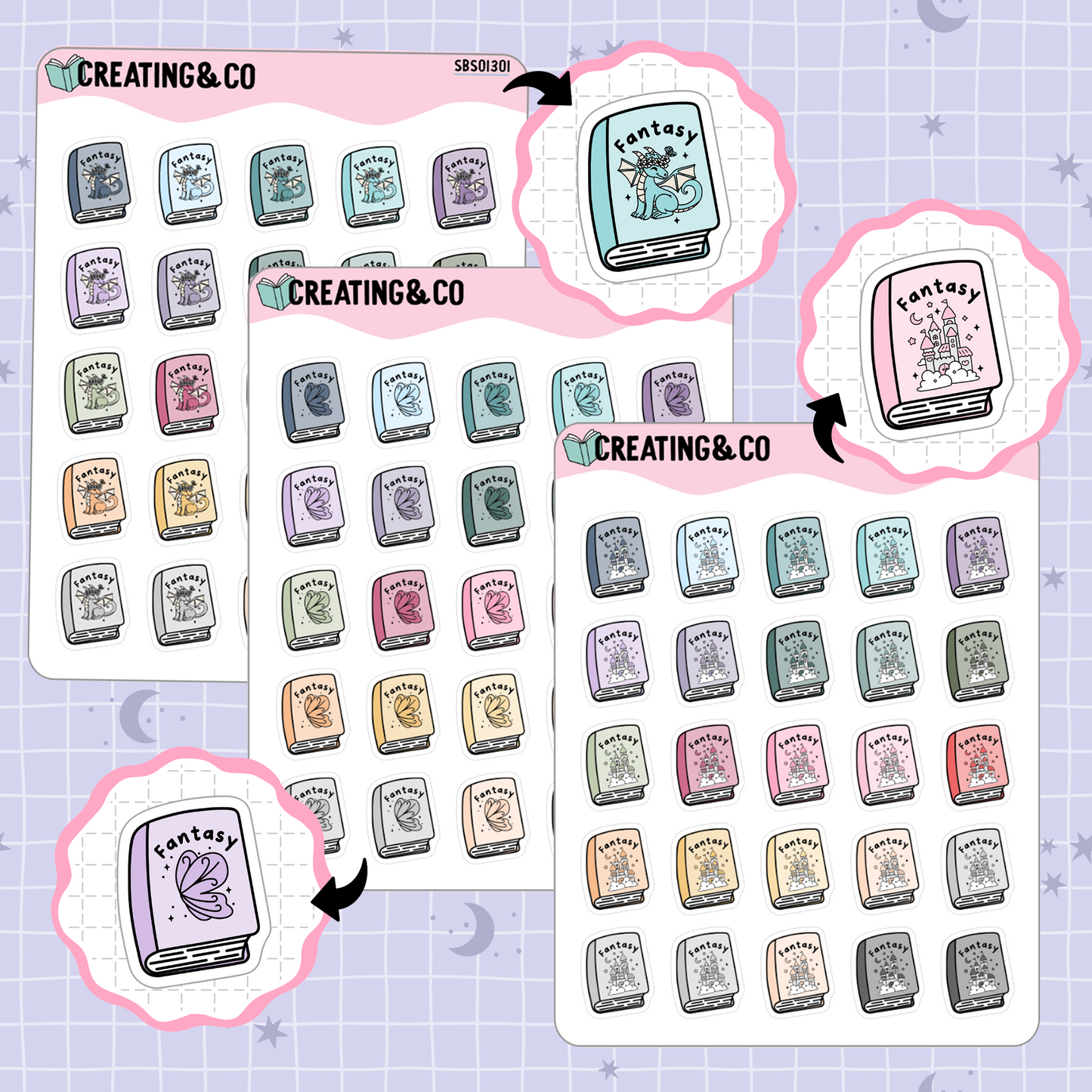 Book Genre Icon Functional Stickers - SBS013