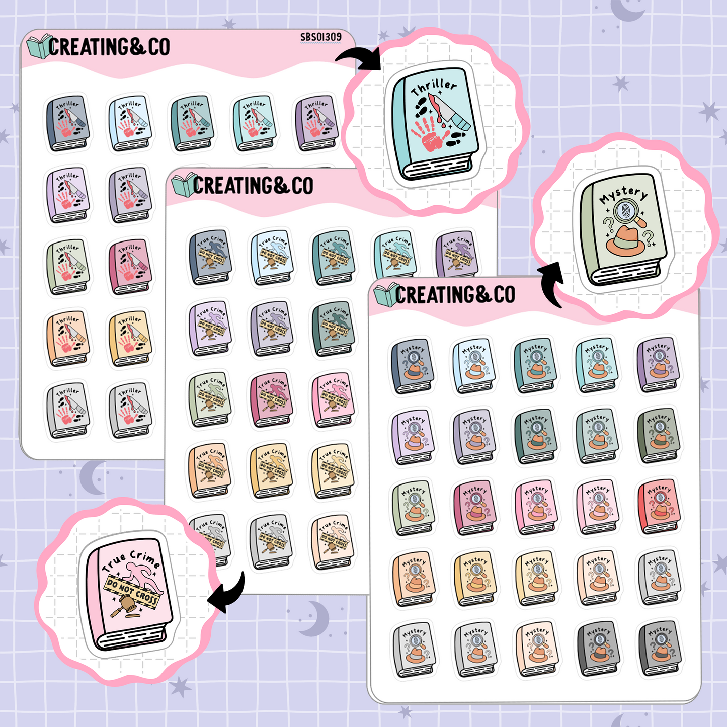 Book Genre Icon Functional Stickers - SBS013
