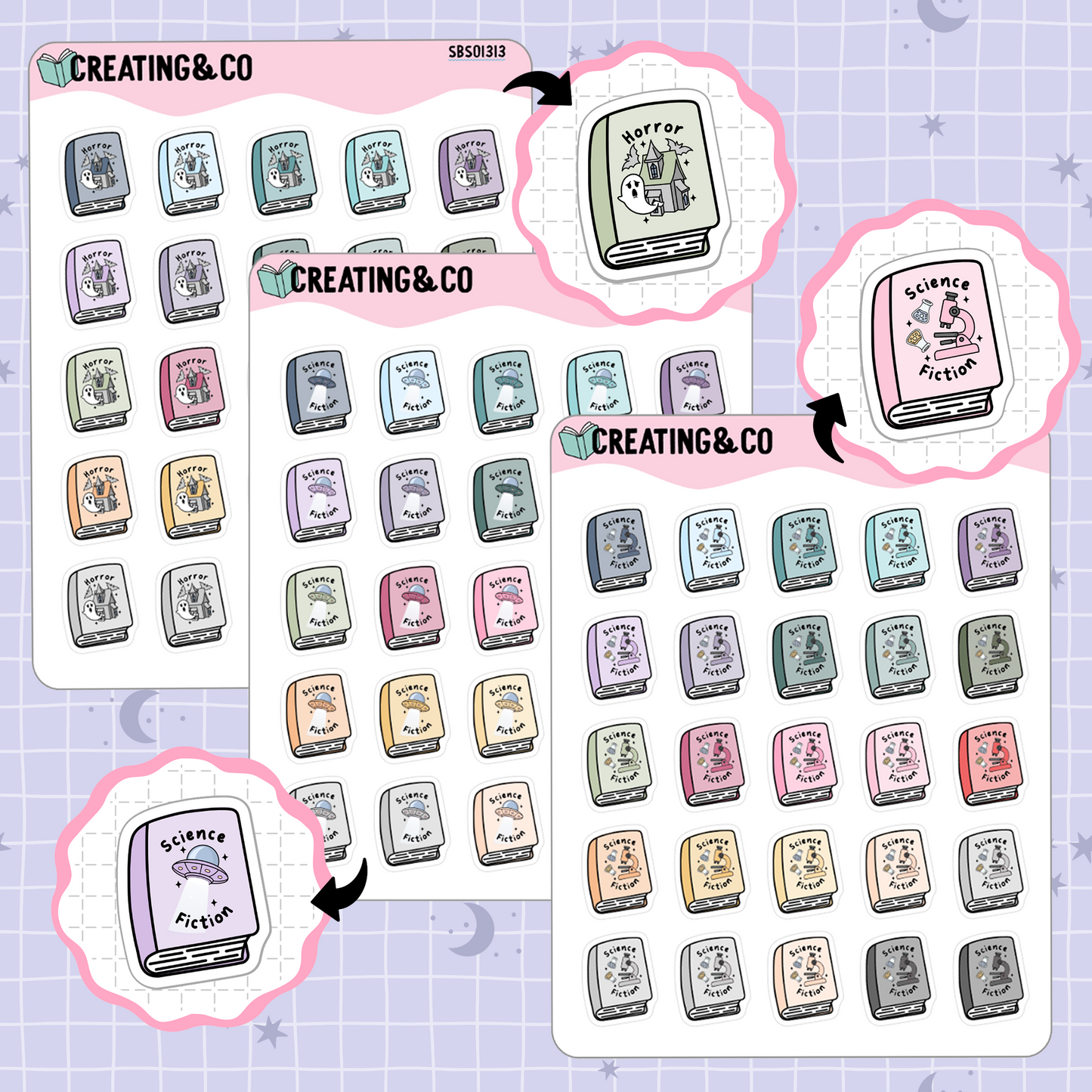Book Genre Icon Functional Stickers - SBS013