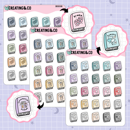 Book Genre Icon Functional Stickers - SBS013