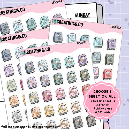 Niche Genre Book Icon Functional Stickers - SBS014