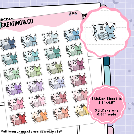 Pajama Read Icon Functional Stickers - SBS016