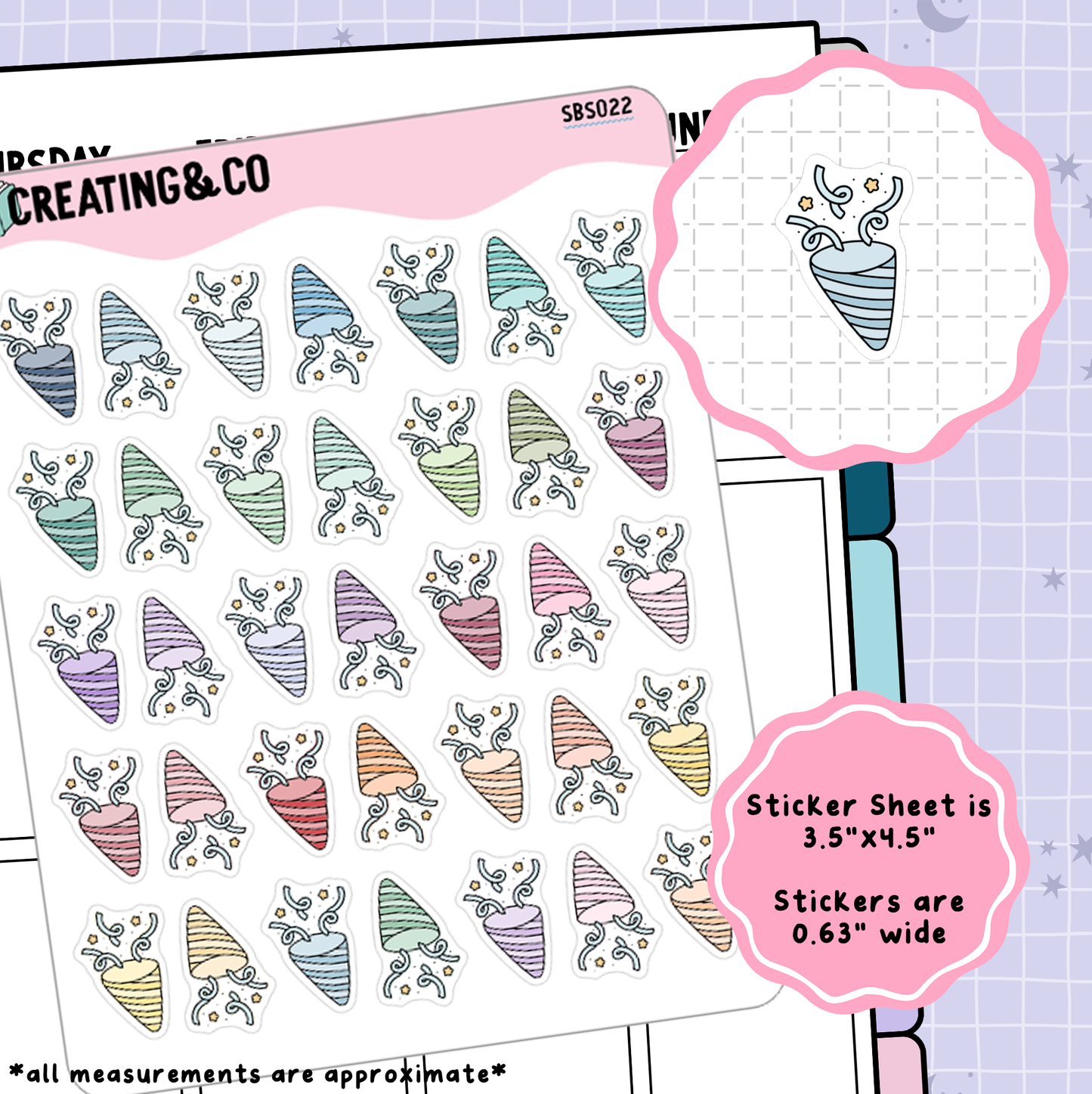 Celebrate Confetti Icon Functional Stickers - SBS022