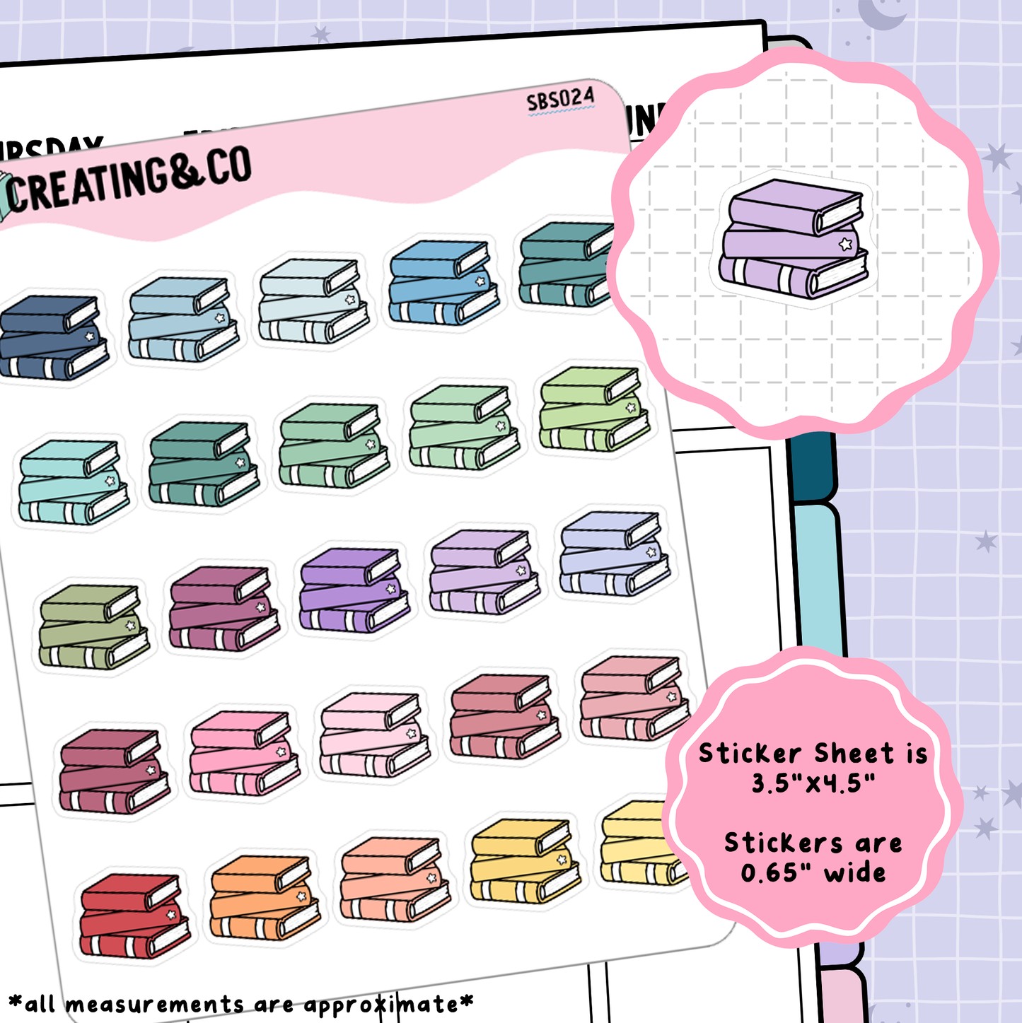 Book Stack Icon Functional Stickers - SBS024