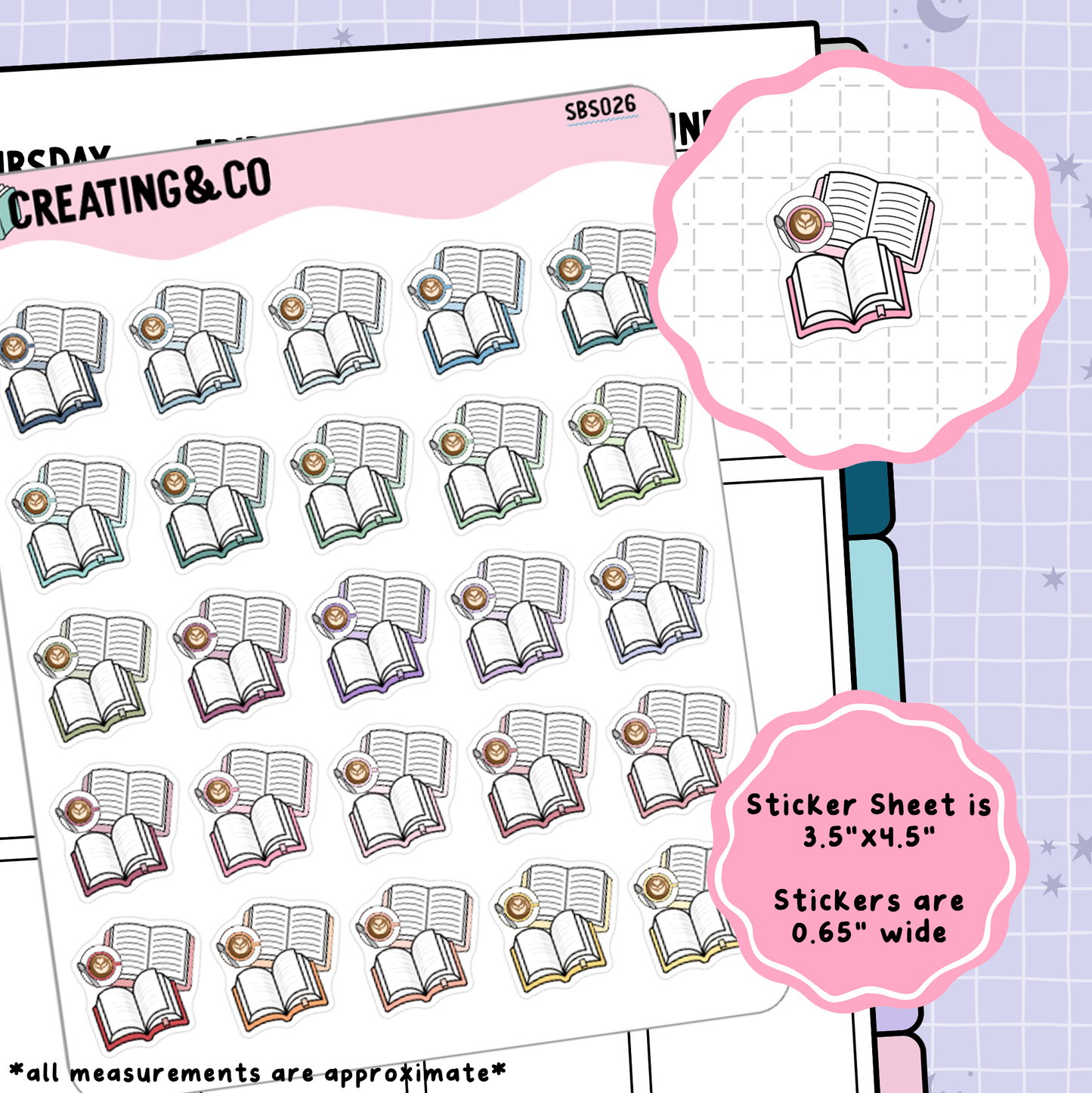 Two Book Flat Lay Research Icon Functional Stickers - SBS026