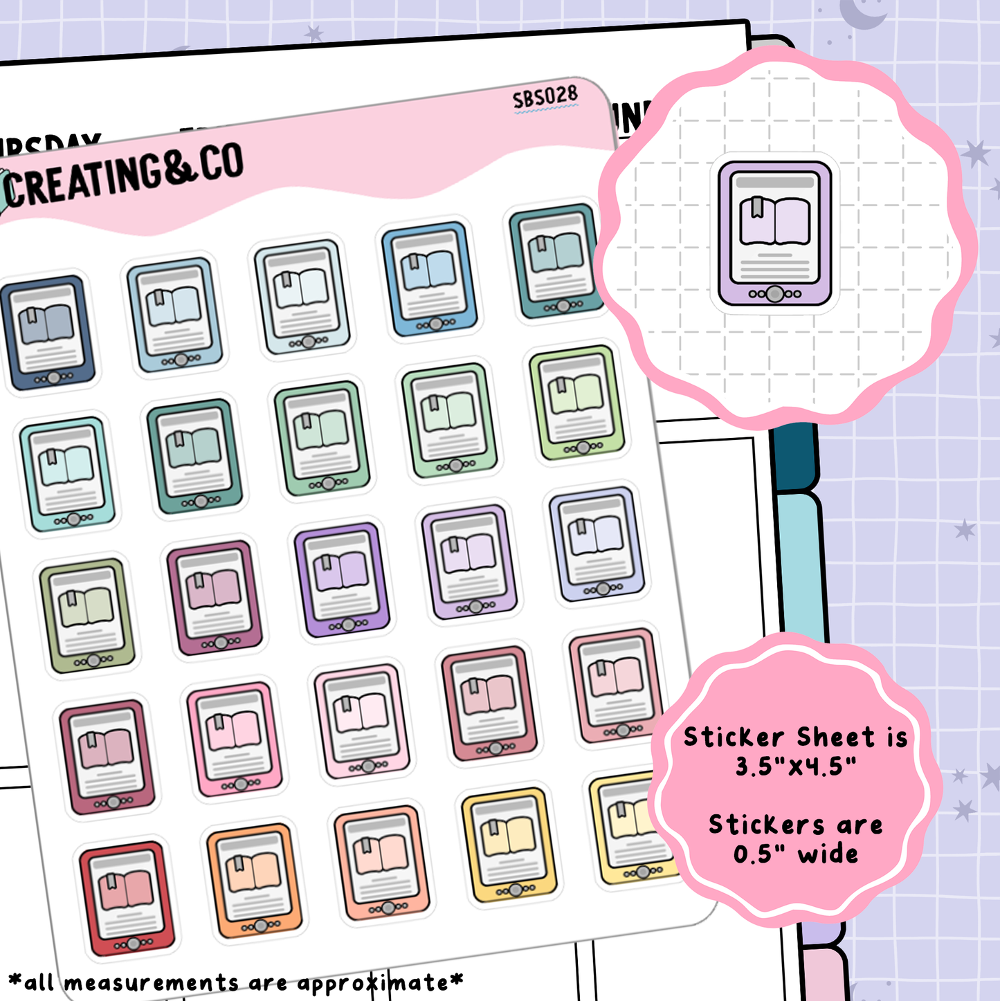 E-Reader Icon Functional Stickers - SBS028