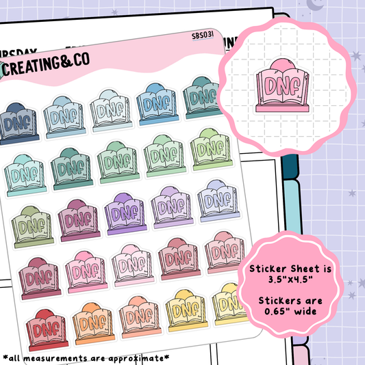 Colorful DNF Gravestone (Did Not Finish Book) Icon Functional Stickers - SBS031