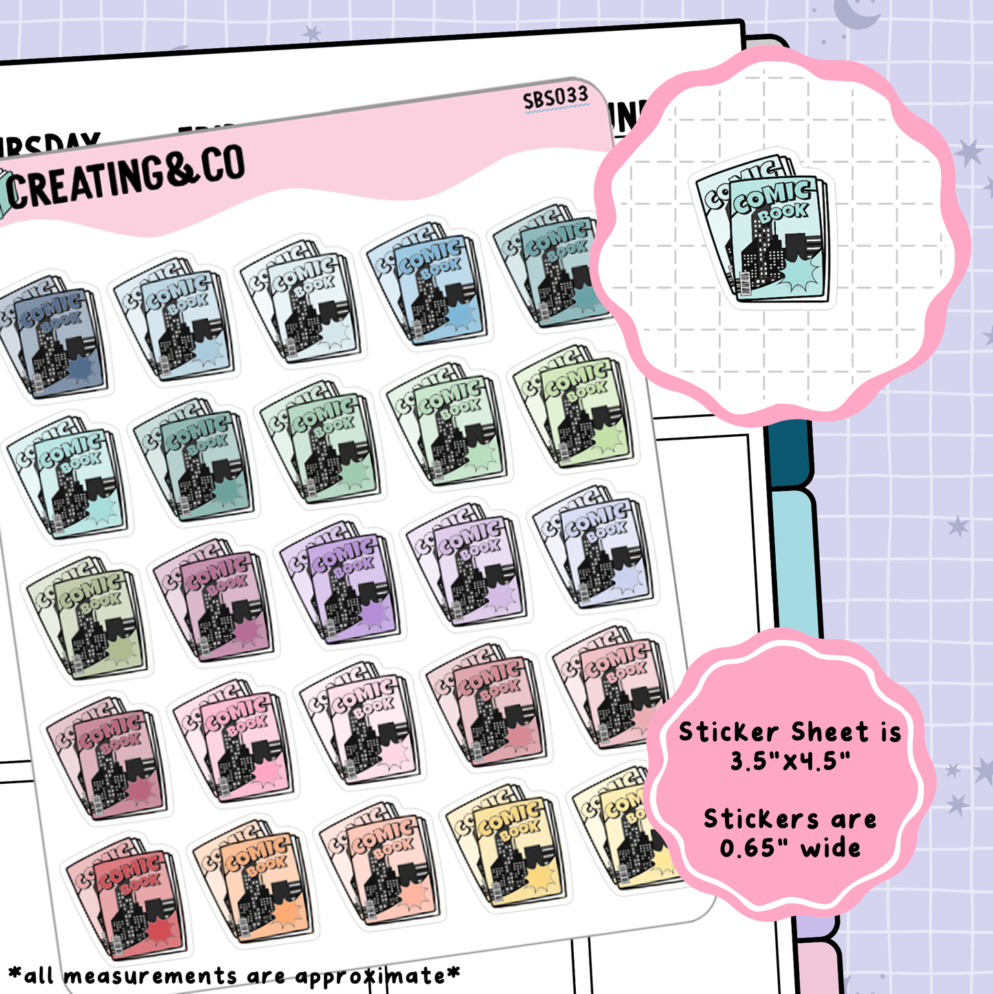 Comic Book Icon Functional Stickers - SBS033