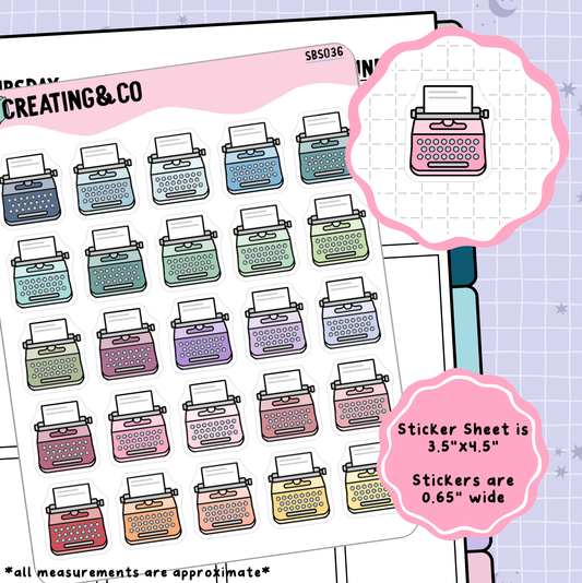 Typewriter Writing Icon Functional Stickers - SBS036