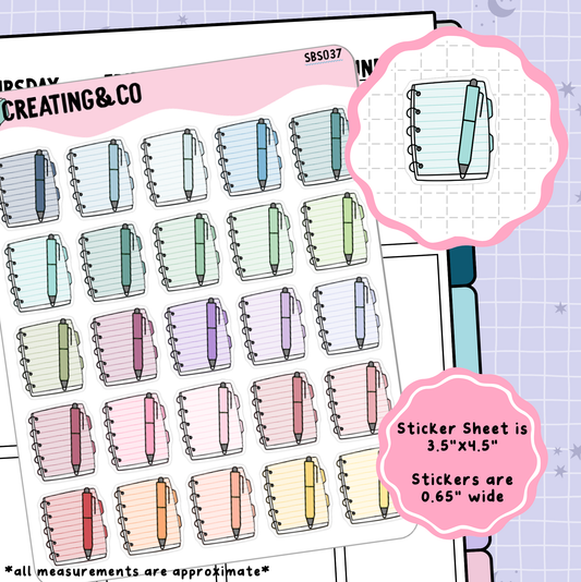 Writing Notebook, Note Taking Icon Functional Stickers - SBS037