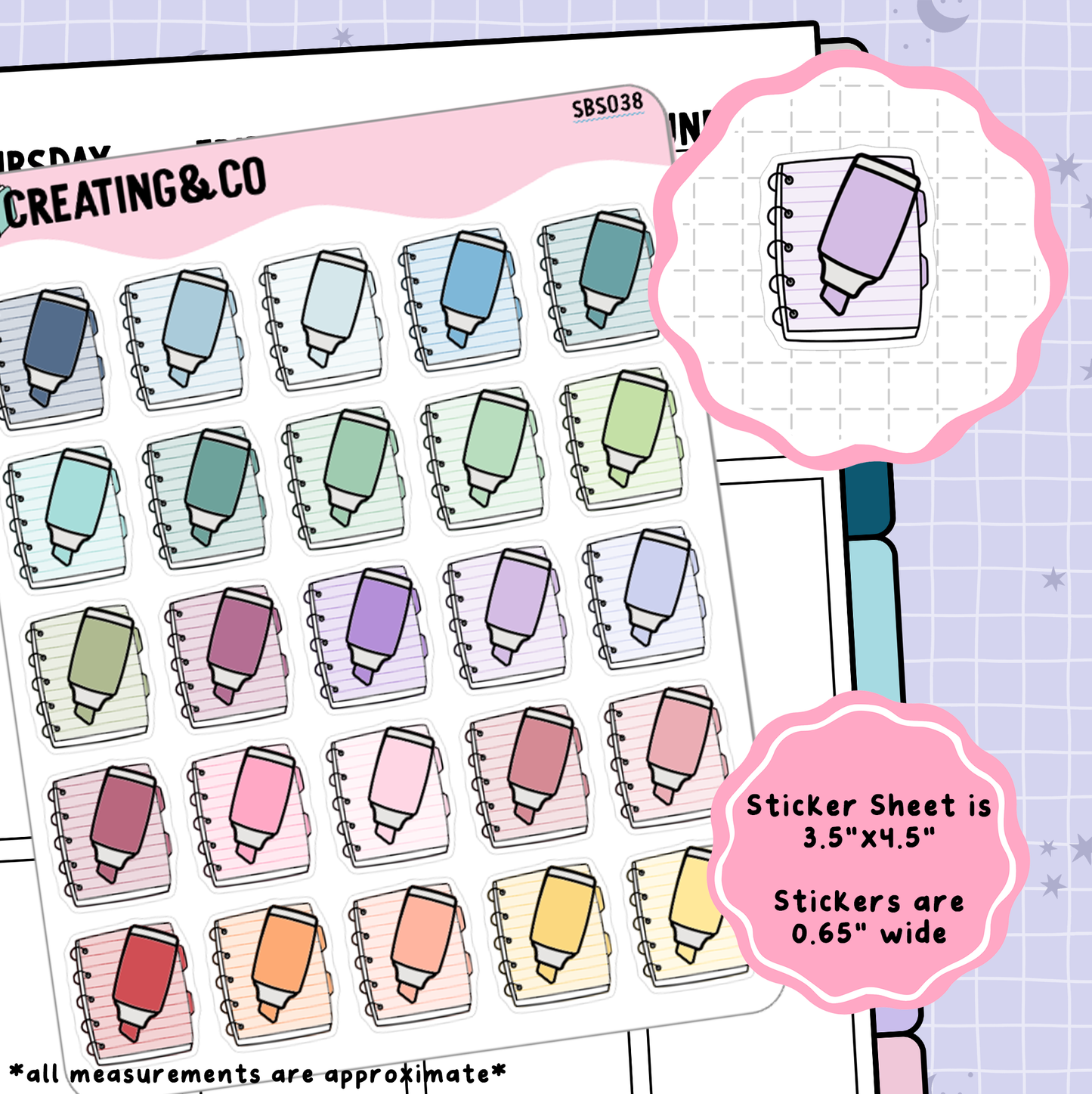 Editing, Note Taking Icon Functional Stickers - SBS038