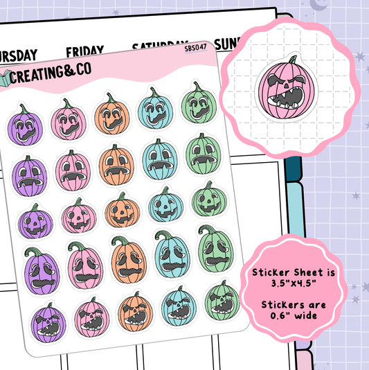 Jack o Lantern Pumpkin Emoji Icon Functional Stickers - SBS047