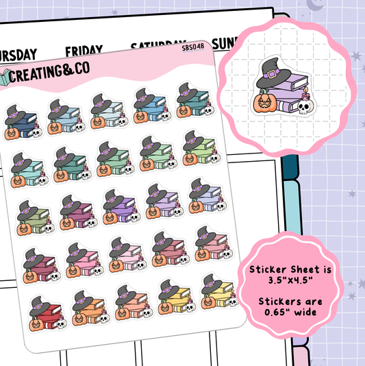Halloween Spooky Book Stack Icon Functional Stickers - SBS048