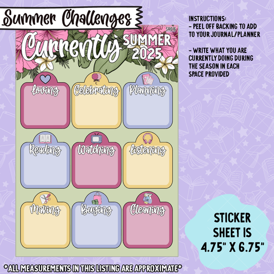 Currently - Lost Pages 2025 Summer Notes Page Sticker Dashboard - SR016