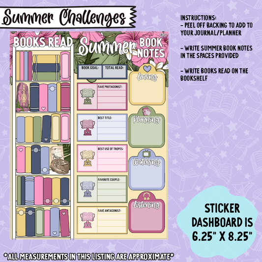 Lost Pages 2025 Summer Book Notes Dashboard for 7x9 Planners - SR021