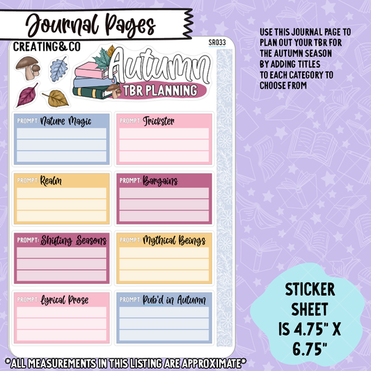 Fae & Folklore 2025 Fall Reading To Be Read Builder Sticker Sheet - SR033