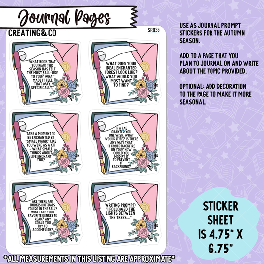 Journal Prompts Fae & Folklore 2025 Fall Reading Sticker Sheet - SR035
