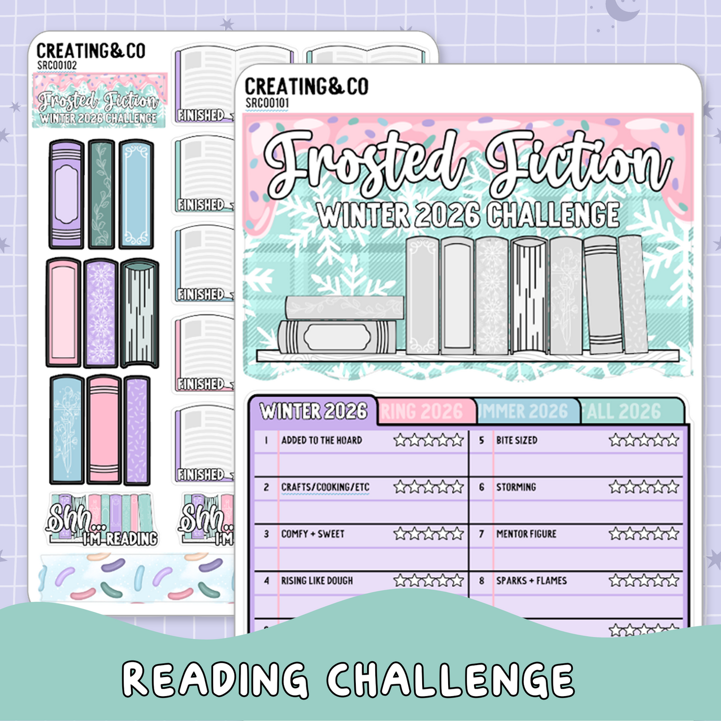 Frosted Fiction Winter Reading Challenge Planner Sticker Set - SRC001