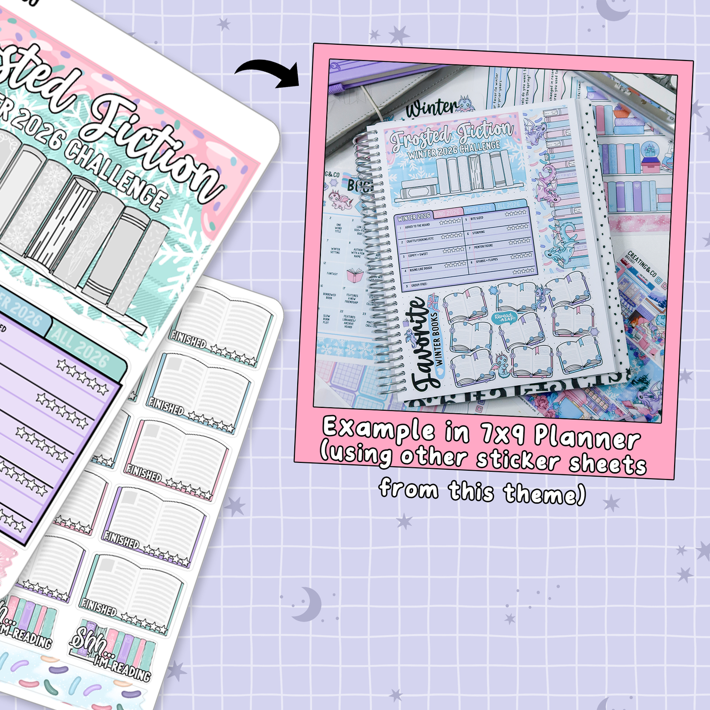Frosted Fiction Winter Reading Challenge Planner Sticker Set - SRC001
