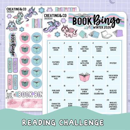 Frosted Fiction Book Bingo Reading Challenge Planner Sticker Set - SRC002