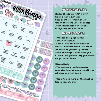 Frosted Fiction Book Bingo Reading Challenge Planner Sticker Set - SRC002