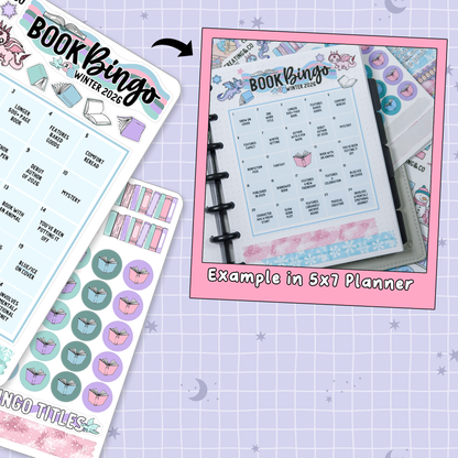 Frosted Fiction Book Bingo Reading Challenge Planner Sticker Set - SRC002