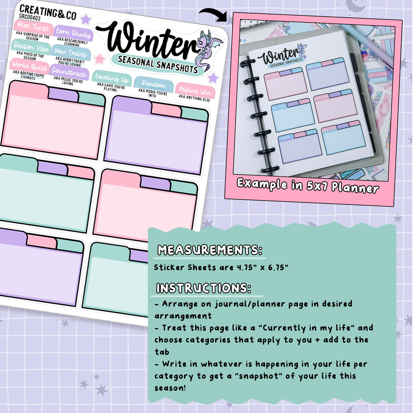 Frosted Fiction Winter Reading Challenge Note Page Planner & Journal Sticker Sheet Set - SRC004