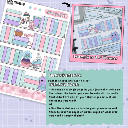 Frosted Fiction Winter Reading Challenge Note Page Planner & Journal Sticker Sheet Set - SRC004