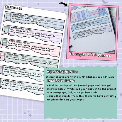 Frosted Fiction Winter Reading Challenge Note Page Planner & Journal Sticker Sheet Set - SRC004