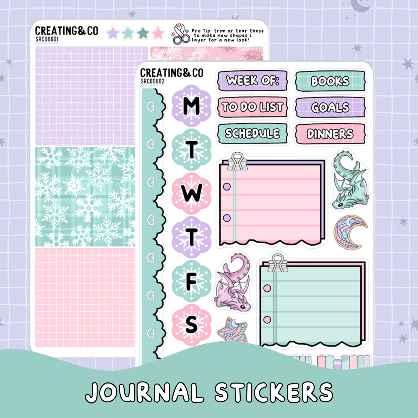 Frosted Fiction Junk Journal Deco Sticker Sheet Set - SRC006