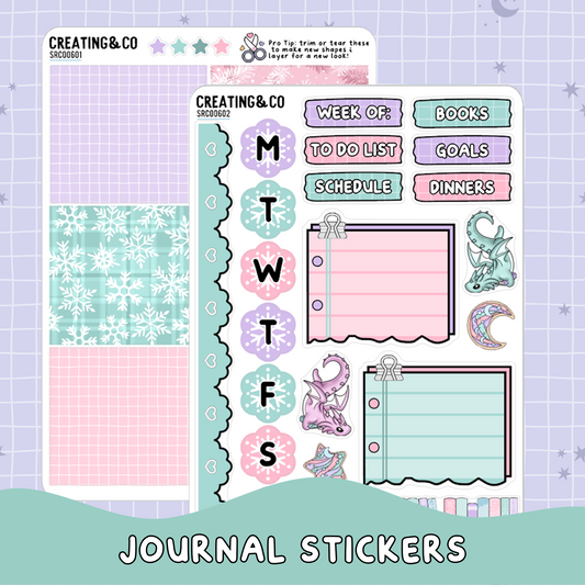 Frosted Fiction Junk Journal Deco Sticker Sheet Set - SRC006