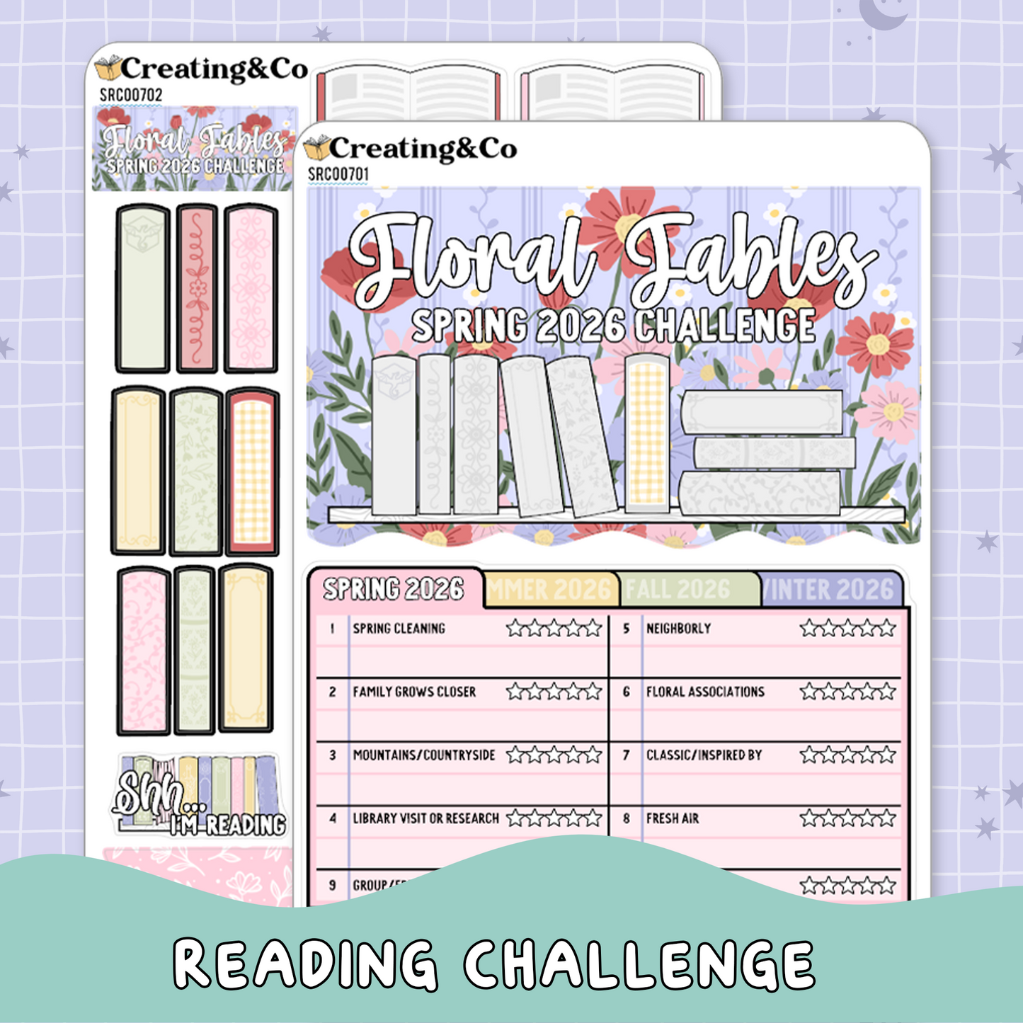 Floral Fables Spring  Reading Challenge Planner Sticker Set - SRC007