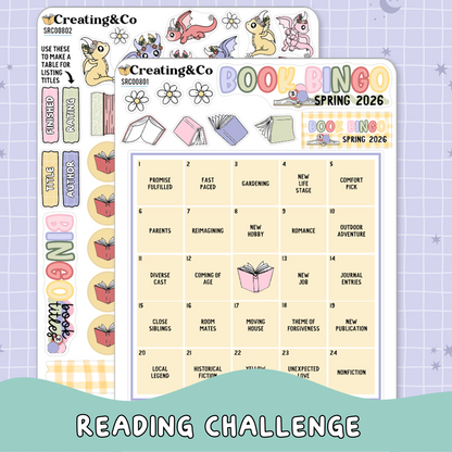 Floral Fables Spring Book Bingo Reading Challenge Planner Sticker Set - SRC008