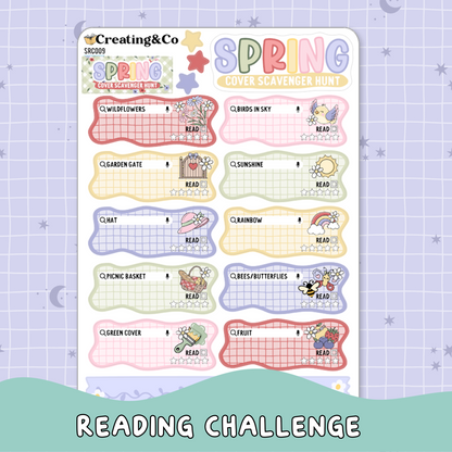 Floral Fables Spring Book Cover Scavenger Hunt Reading Challenge Planner Sticker Set - SRC009