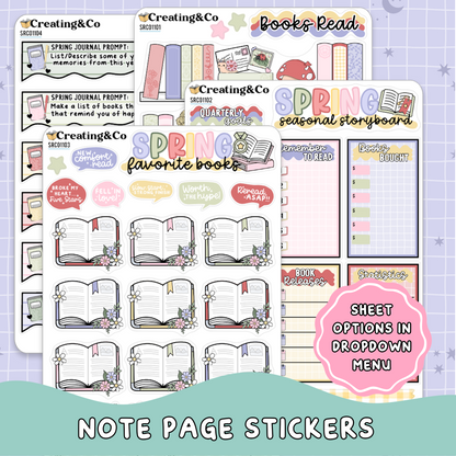 Floral Fables Spring Reading Challenge Note Page Planner & Journal Sticker Sheet Set - SRC011