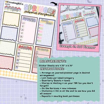 Floral Fables Spring Reading Challenge Note Page Planner & Journal Sticker Sheet Set - SRC011
