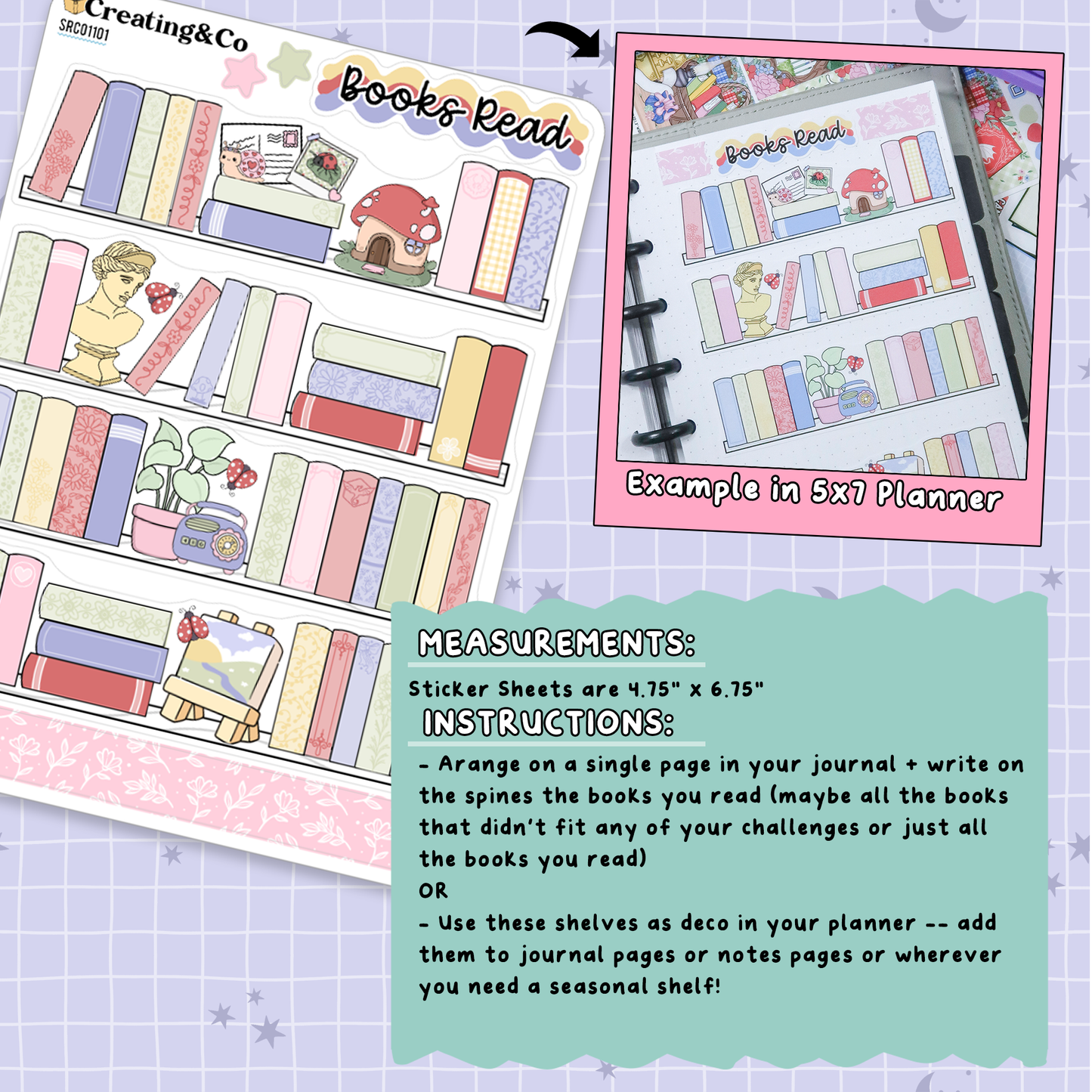 Floral Fables Spring Reading Challenge Note Page Planner & Journal Sticker Sheet Set - SRC011