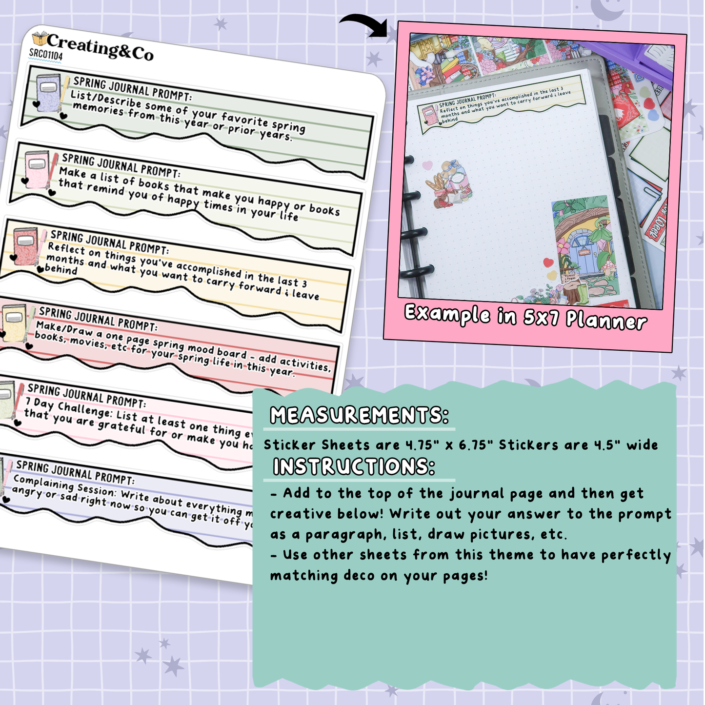 Floral Fables Spring Reading Challenge Note Page Planner & Journal Sticker Sheet Set - SRC011