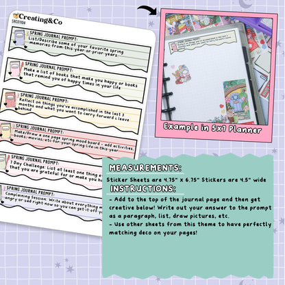 Floral Fables Spring Reading Challenge Note Page Planner & Journal Sticker Sheet Set - SRC011