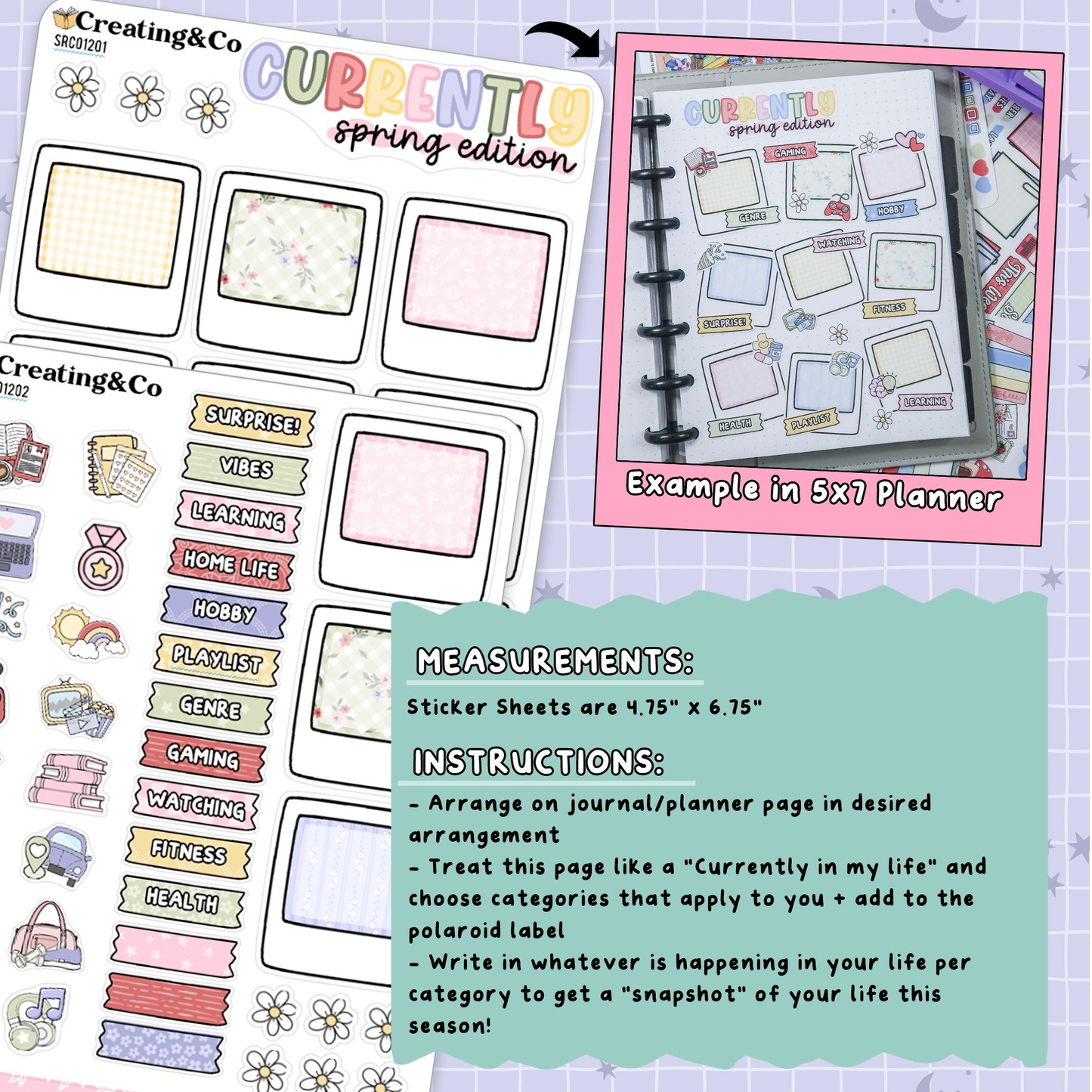 Floral Fables Spring Currently in Life Sticker Sheet Set - SRC012