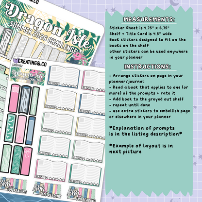 Dragon Isle Summer Reading Challenge Planner Sticker Set - SRC014