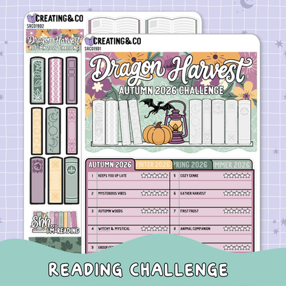 Dragon Harvest Autumn Reading Challenge Planner Sticker Set - SRC026
