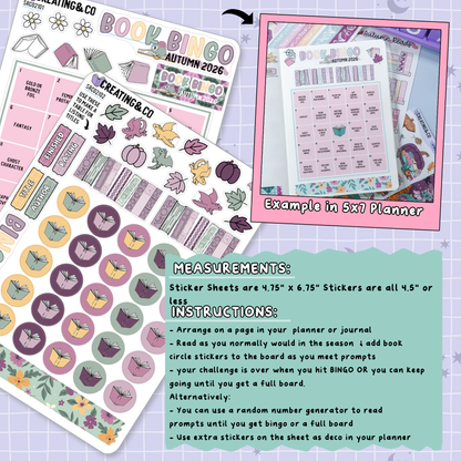 Dragon Harvest Autumn Book Bingo Reading Challenge Planner Sticker Set - SRC021
