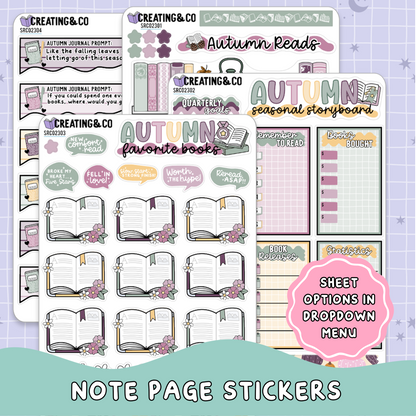 Dragon Harvest Autumn Reading Challenge Note Page Planner & Journal Sticker Sheet Set - SRC023