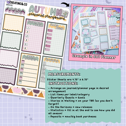 Dragon Harvest Autumn Reading Challenge Note Page Planner & Journal Sticker Sheet Set - SRC023