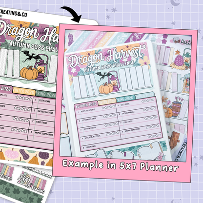 Dragon Harvest Autumn Reading Challenge Planner Sticker Set - SRC026