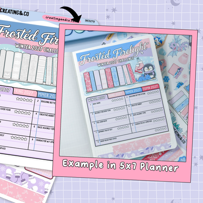 Frosted Firelight Dragon Winter Reading Challenge Planner Sticker Set - SRC027