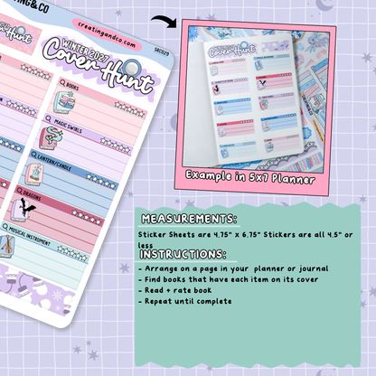 Frosted Firelight Dragon Winter Book Cover Scavenger Hunt Reading Challenge Planner Sticker Set - SRC029